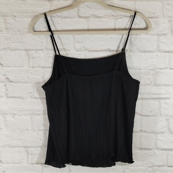 MA Madewell Black Square Neck Stretch Plissé Pleated Crop Cami Tank Top NWT M - Picture 10 of 12